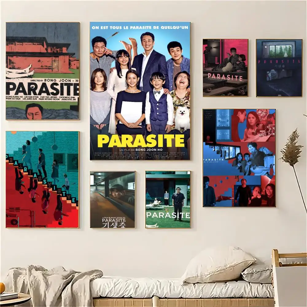 Parasite Korean Movie Social Poster Self-adhesive Living Room Bedroom Party Bar Decor Moisture-proof Fade-resistant HD