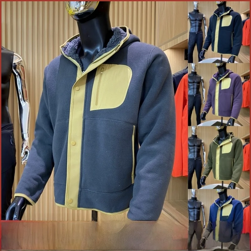 

Thiened Faux Lamb Velvet Hooded Jaet Men's Faion Autumn Winter Coat Warm Resistant to Cold Stand Fit Youth Trend