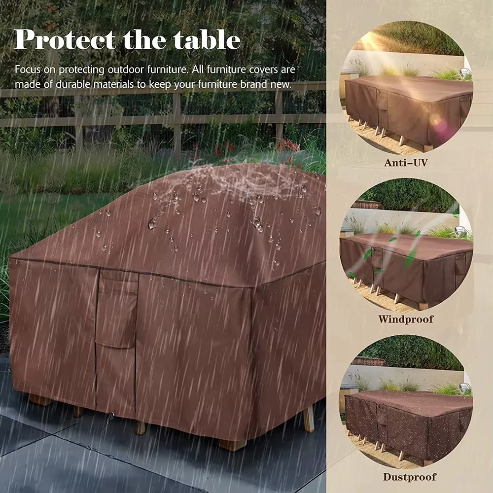 

Сверхмощный чехол для уличной мебели из ткани Оксфорд 420D для дивана, стола, стула, патио, водонепроницаемый, ветрозащитный, анти-УФ-защита от дождя, снега