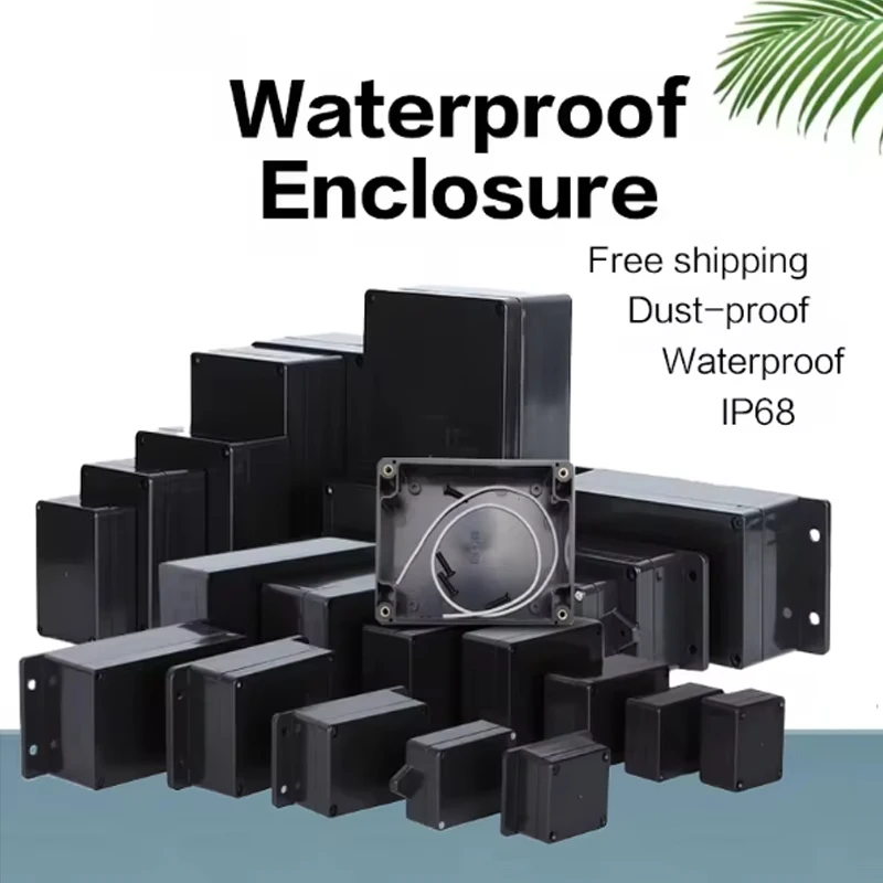 Black waterproof junction box, waterproof and dustproof, flame-retardant industrial electronic housing, sealed box