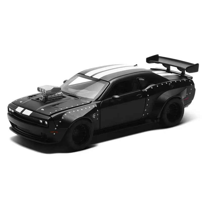 1:36 Dodge Challenger for CCASRT Hellcat Assembled Modified Toy Car Model For Boys Kid Diecast Metal Free Wheels Collection Gift