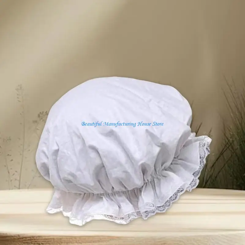 E56A Comfortable Lace Maid Hat for Cosplay Lovers White Hat Nurse Headdress Elastic