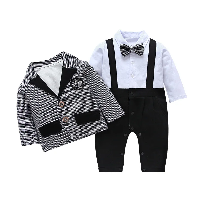 Baby Boys Gentleman Outfits Suits Clothing Spring and Autumn Baby Jacket Rompers 2PCS Suit Boutique Kids Clothing