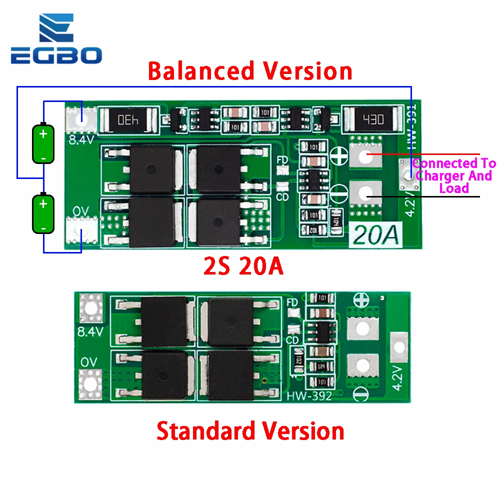 2S 20A 7.4V 8.4V 18650 Lithium Battery Protection Board/BMS Board Standard/Balance For DIY