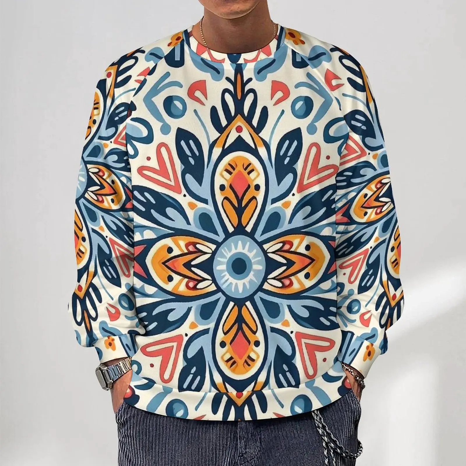 

Vintage Folk Art Floral Print Loose Sweatshirts Men Street Wear Hoodies Winter Funny Graphic Hoodie Big Size 4XL 5XL