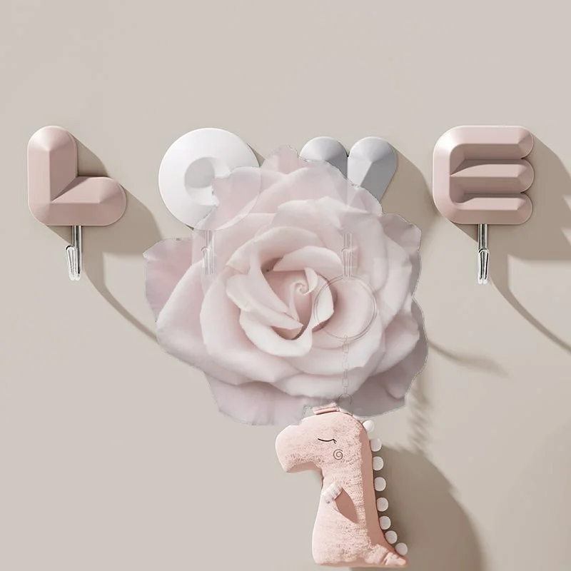 Popular LOVE Letter Self Adhesive Wall Hooks Eco-Friendly PVC No Drilling Decorative Hook for Kids Room Wall Decor
