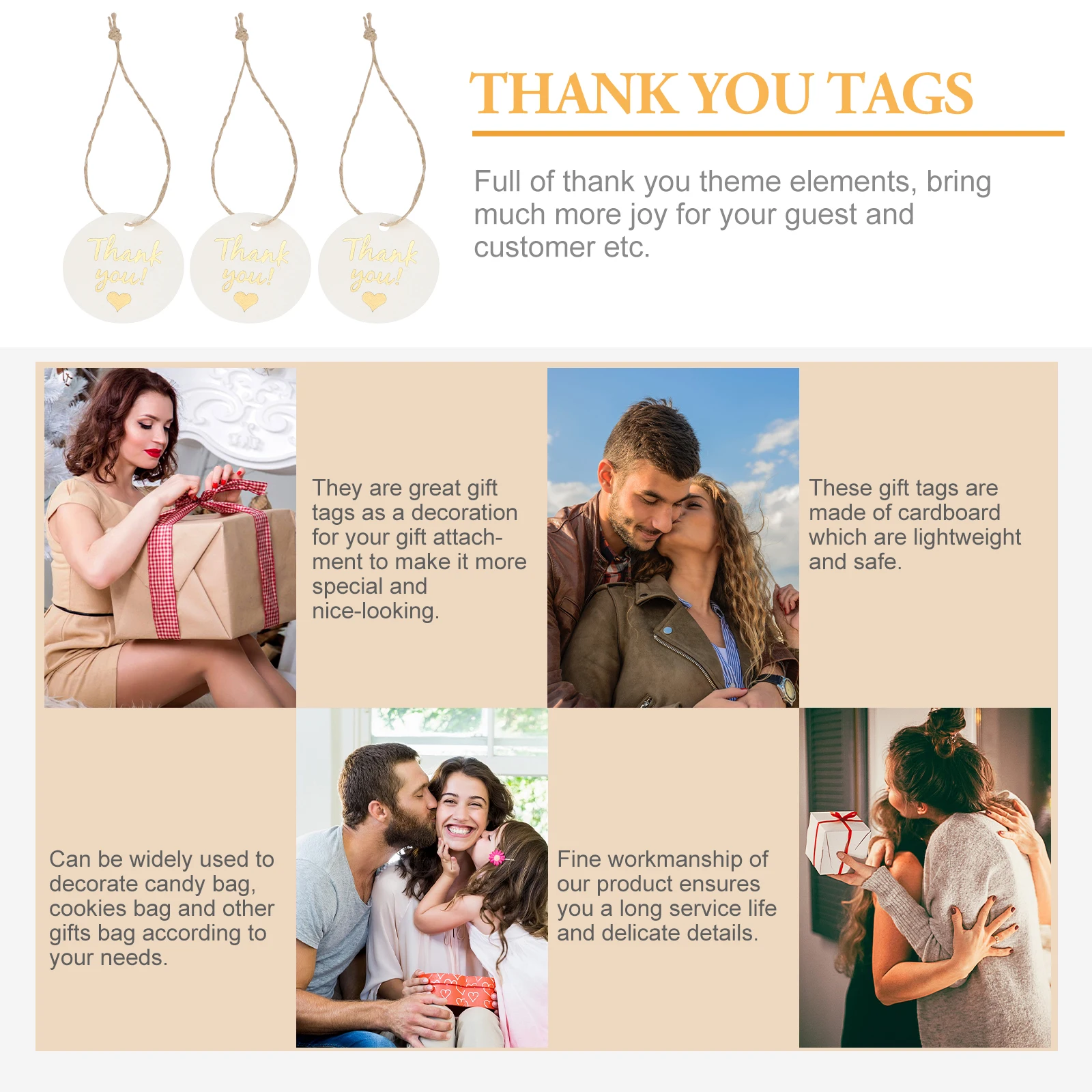 

100pcs Round Paper Gift Tags With String Pre-Punched Hole For Wedding Baby Shower Birthday Party Favor Decorations Thank You