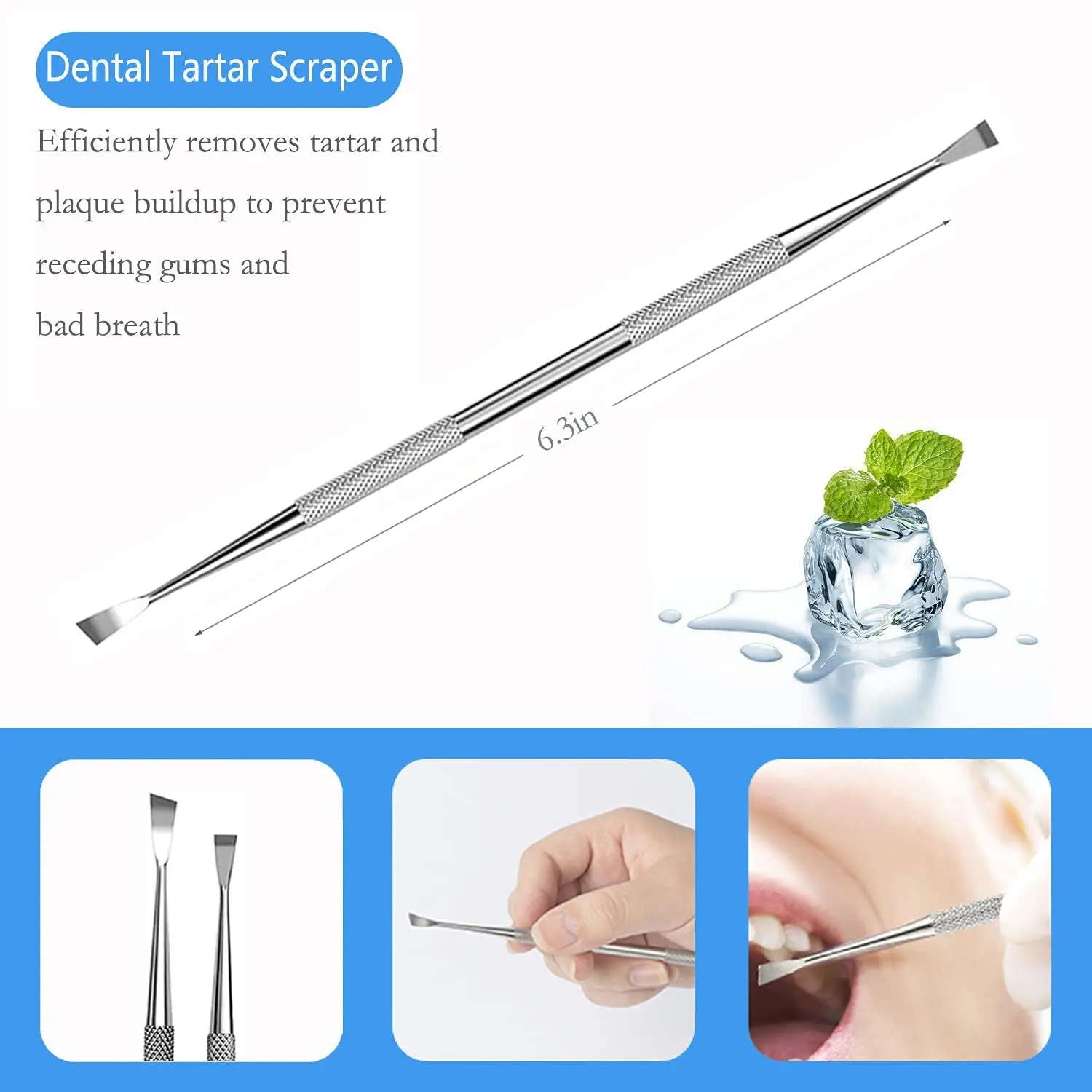 1Set Stainless Steel Dentist Clean Tools Dental Mirror Double Probe Sickle Hoe Tooth Cleaner Dental Tool Products Oral Care Kit