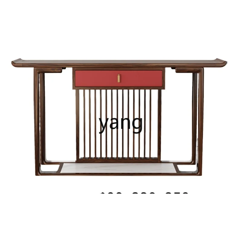 

LTT new Chinese entrance table is facing the foyer against the wall light luxury strip case solid wood entrance cabinet