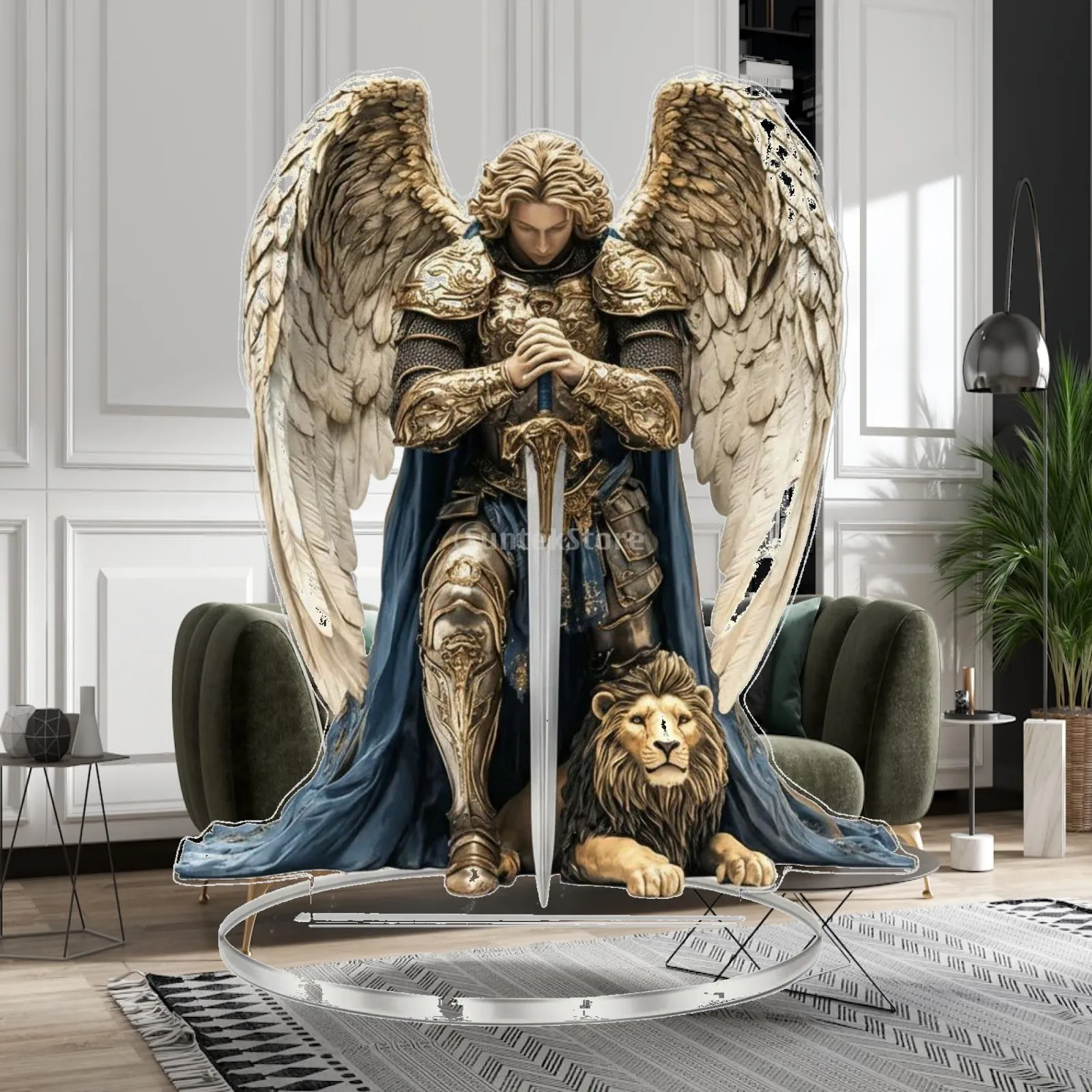 Religious Acrylic Archangel Michael Figure for Altar Decor Christian Gift Catholic Angel Statue Tabletop Ornament