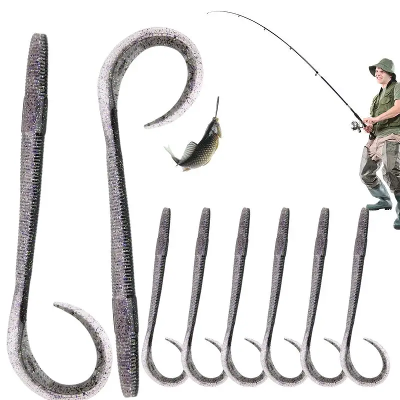 

Worm Bait 8 Pieces Realistic Fishing Soft Worm Lures Fake Swim Hook Reusable Soft Fish Supplies For Saltwater Freshwater Lake