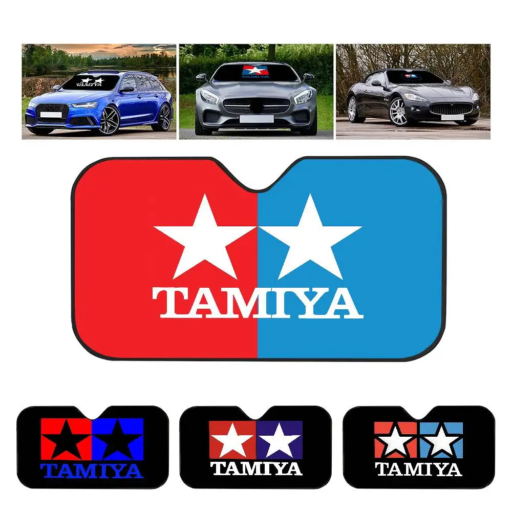 

Солнцезащитный козырек на лобовое стекло с логотипом T-Tamiya для седанов, улучшенный автомобильный солнцезащитный козырек от 51,2 "X 27,5" для защиты козырька переднего лобового стекла
