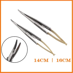 Straight/Curved Castroviejo Needle Holders with Lock Needle Holding Forceps 14Cm/16Cm Microsurgery Instruments Dental Forcep