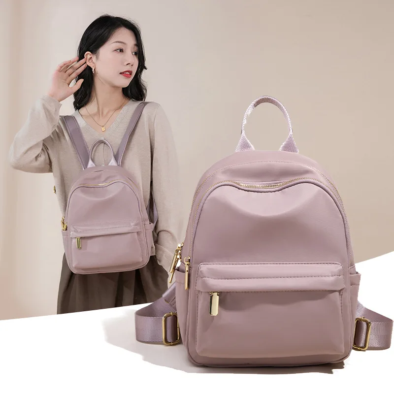 Fashionable and Casual Solid Color Oxford Waterproof and Wear-resistant Large Capacity WOMEN'S Backpack for Commuting and Travel