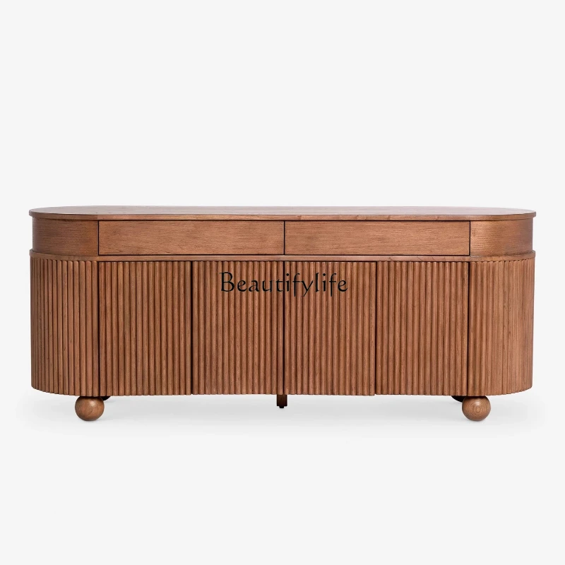 

French medieval style high-end art side cabinet retro light luxury entrance locker