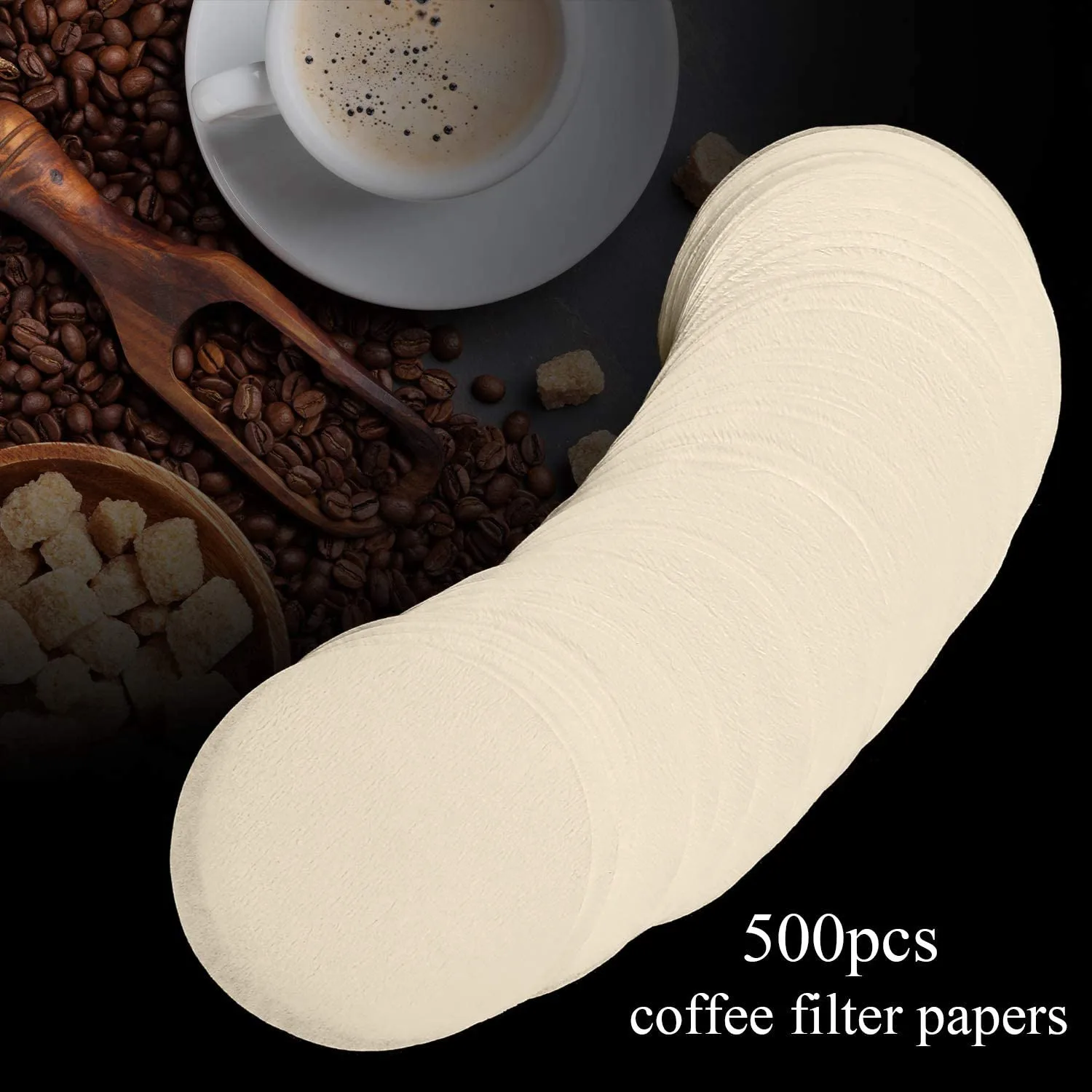 A48I 500 Pcs Replacement Paper Filters Round Coffee Maker Filters Disposable for Aerobie Aeropress Coffee and Espresso Makers