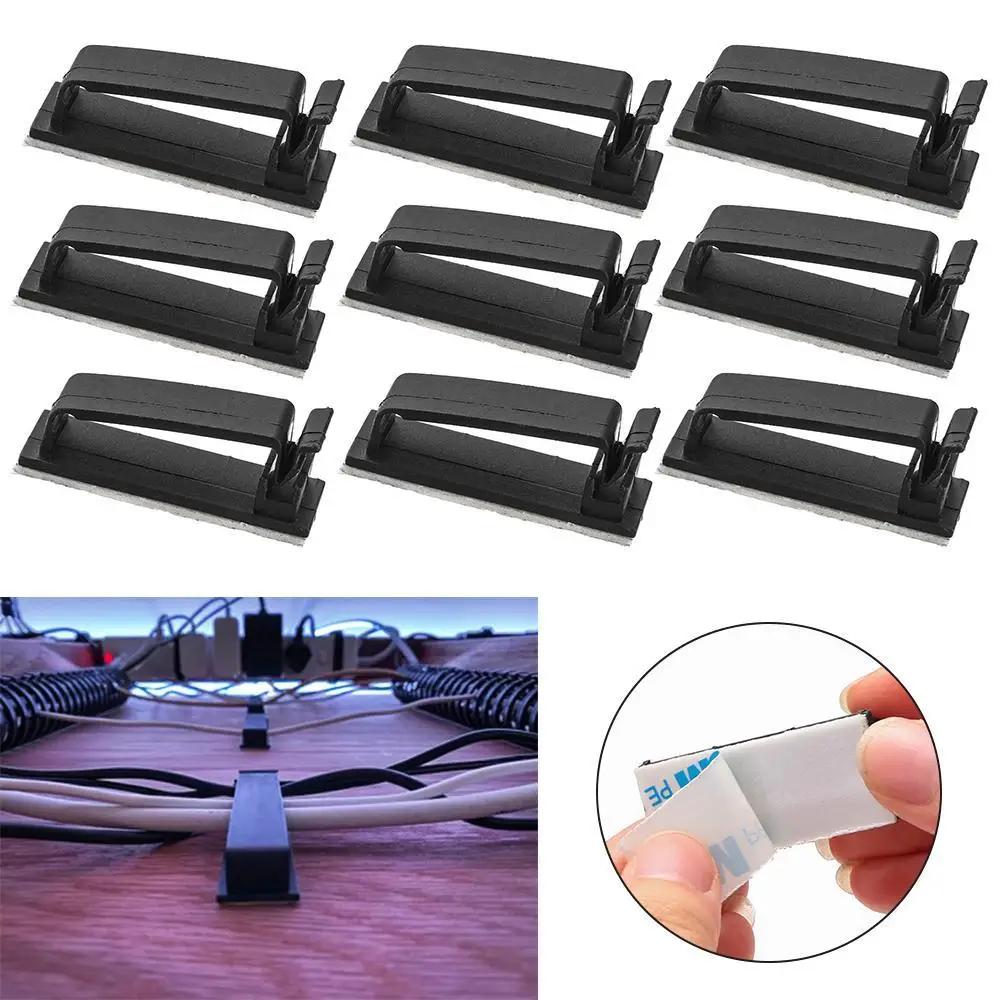 

Accessories Wall Fasteners Black Self Adhesive Cable Clip Wire Organiser Management Clamp