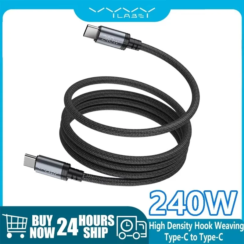 

Vyvylabs 240 Вт Тип C к USB Тип C Кабель 5А для быстрой зарядки Зарядное устройство Провод для MacBook Samsung S22 Xiaomi iPad Huawei PD Кабель