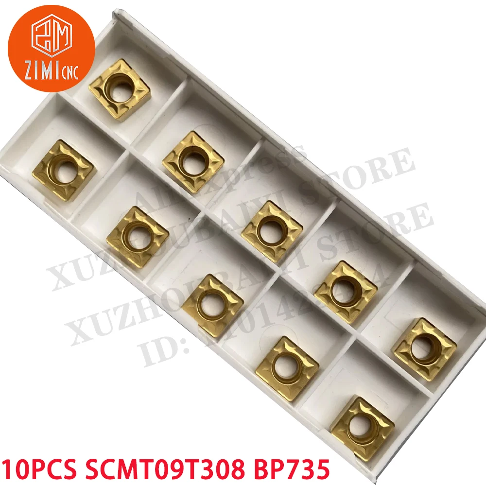 10 piezas SCMT09T308 BP735 Inserto de carburo SCMT32.52 Inserción de torneado de cilindro interno Herramienta CNC Torno de metal Herramienta de corte mecánica