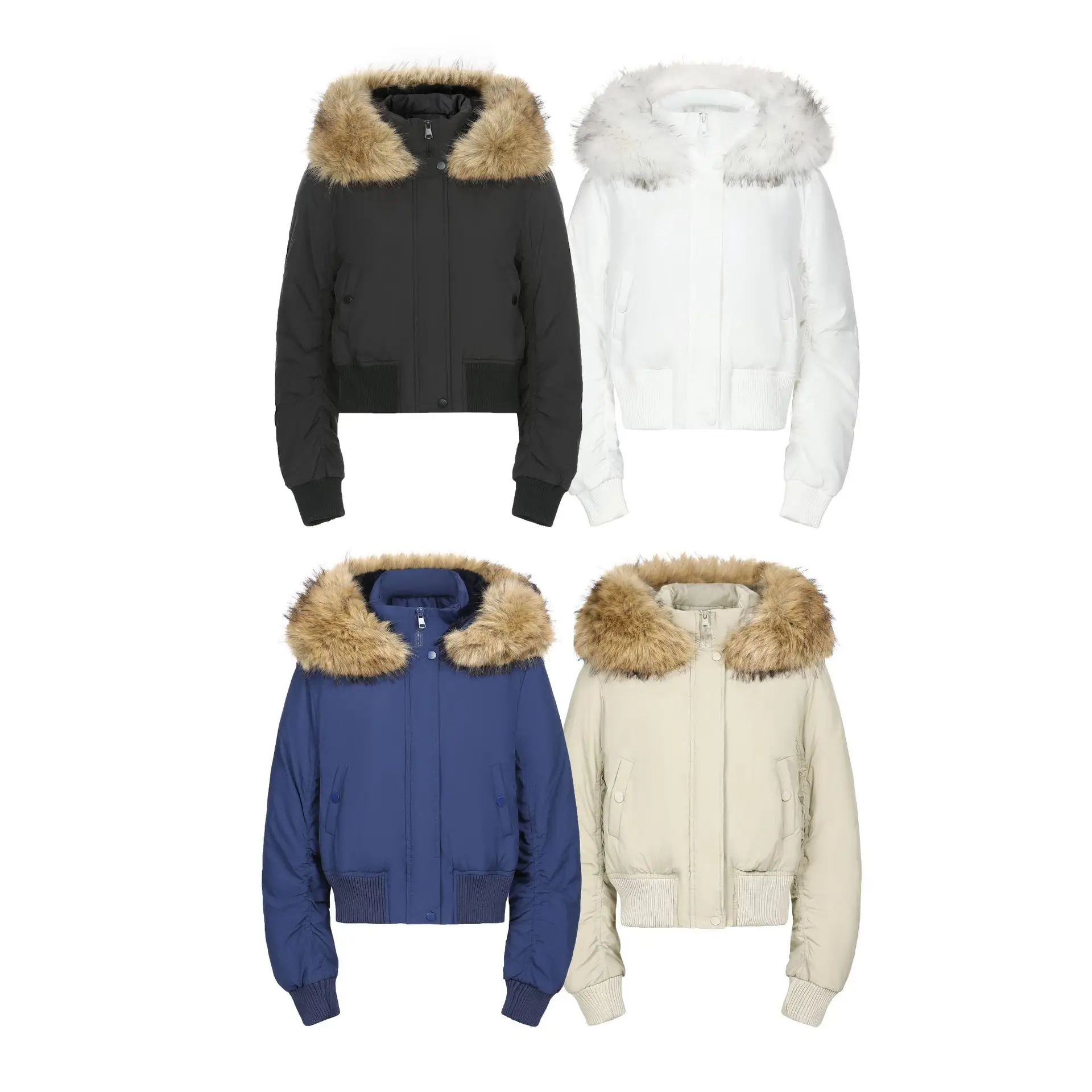 

Осень-зима, новая мода, женское повседневное короткое стильное хлопковое пальто с меховым воротником, универсальная однотонная женская куртка Lwarm