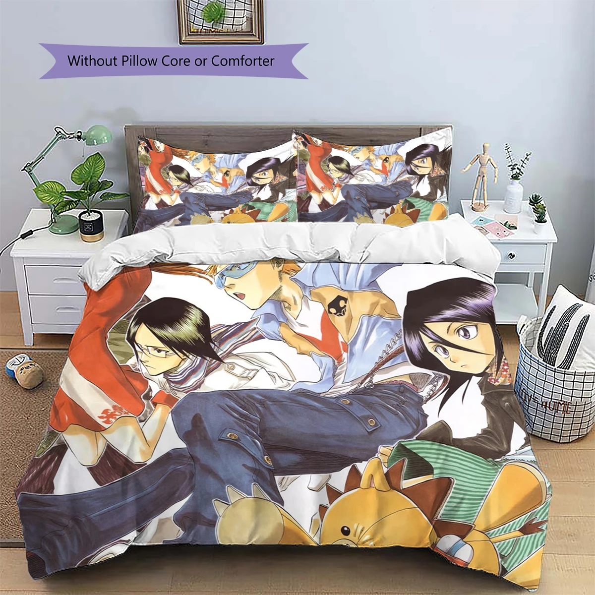 Bleach Duvet Cover Set with Patterned Pillowcase Nice Fan Gift Anime Daily Use Bedding Bedroom Ornament Decor -xia82