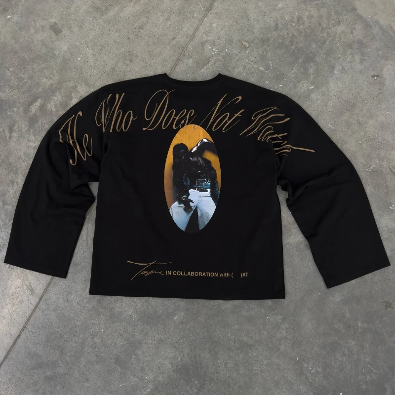 

Y2K трендовый повседневный пуловер с принтом букв не смотрят портрет с длинными рукавами в стиле ретро Harajuku, уличная одежда в стиле хип-хоп, свободная одежда унисекс