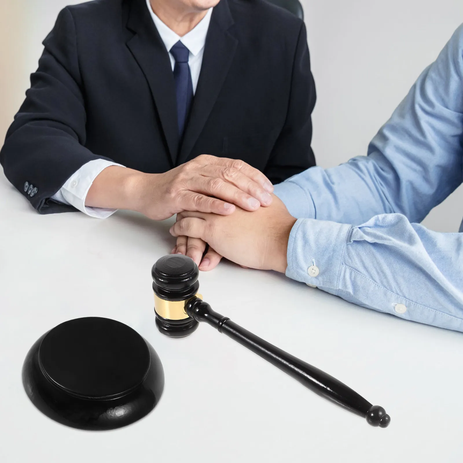 Base en bois robuste pour marteau de juge, encheteur, avocat – Son clair et distinct – Support de marteau de cour – Présentoir de bureau – Bloc sonore rond en bois