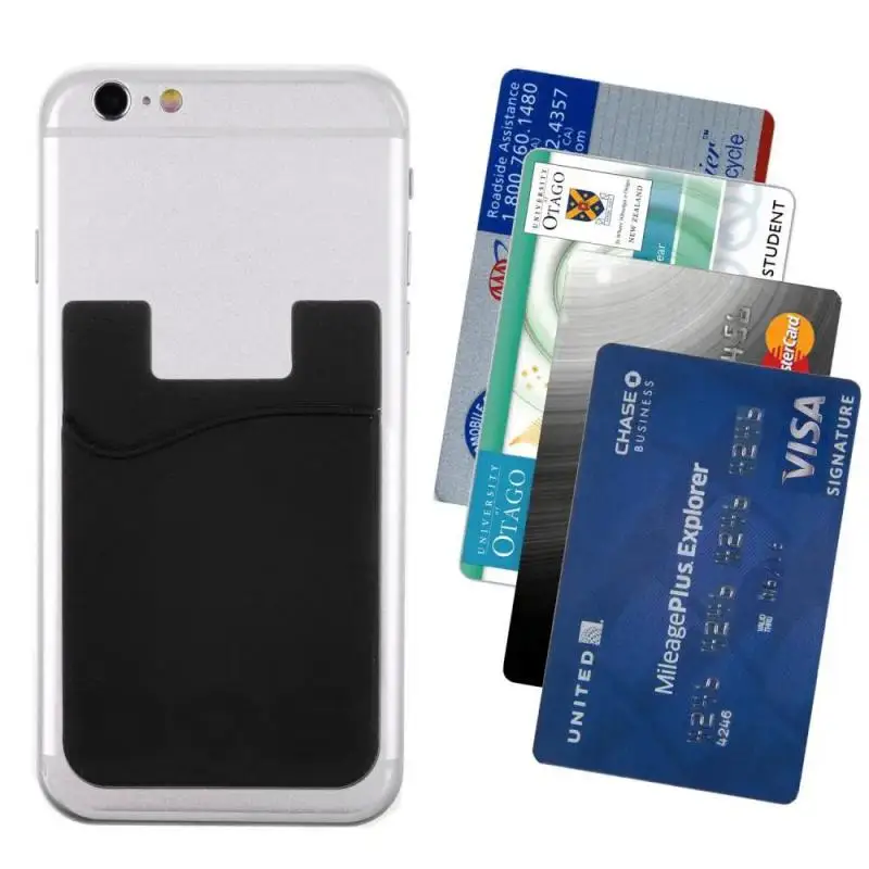 Dropship!Sticker Back Cover Cardholder Case For Mobile Phone Pouch Adhesive Phone Wallet Silicone Card Holder Pouch