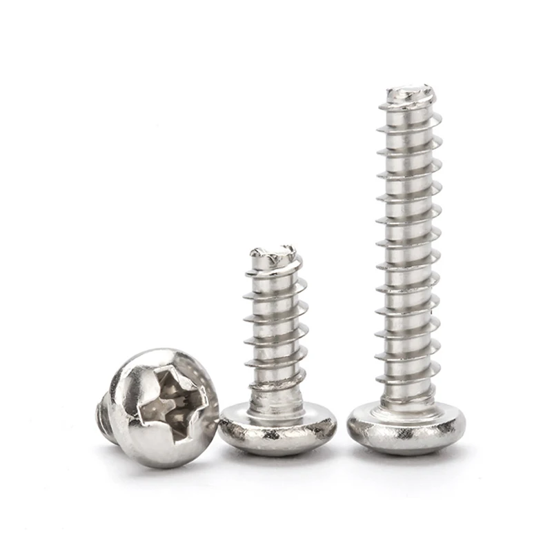 QC-272 Flat Tail Cross Pan Head Self Tapping Screws, Corrosion Resistant Hardened 304SS Fasteners For Heavy Wood Furniture M5 M6
