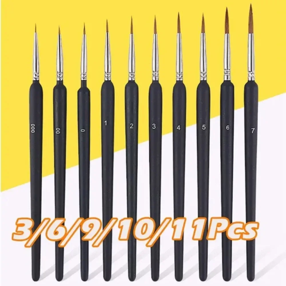 

Набор миниатюрных кистей, Профессиональные Нейлоновые кисти для рисования акриловыми линиями, ручка для тонких линий, ручная роспись, 3/6/9/10/11 шт.