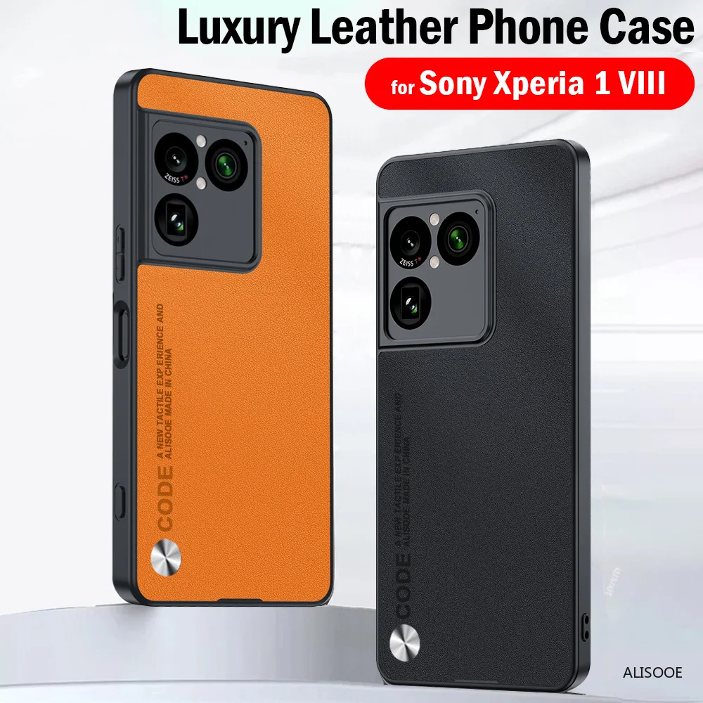 Capa de Luxo para Sony Xperia 1 VIII em Couro PU com Textura de Fibra, Proteção Total e Antichoque
