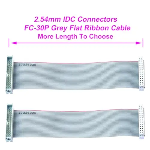 2,54mm idc Flach band kabel, fc 30-poliges Verlängerung kabel von Stecker zu Buchse 30cm 2 Stück (FM30-30cm-2Pcs)