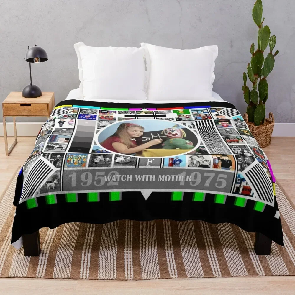 British Test Card 1952 - 1975 Watch With Mother Pop Art V1 Throw Blanket Thin Single Blankets