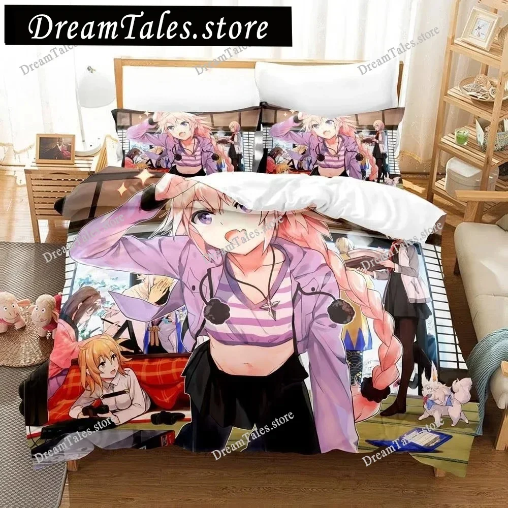 

2025 Fate Astolfo Bedding Set Single Twin Full Queen King Size Bed Set Aldult Bedroom Duvetcover Sets 3D Anime Bed Sheet Set