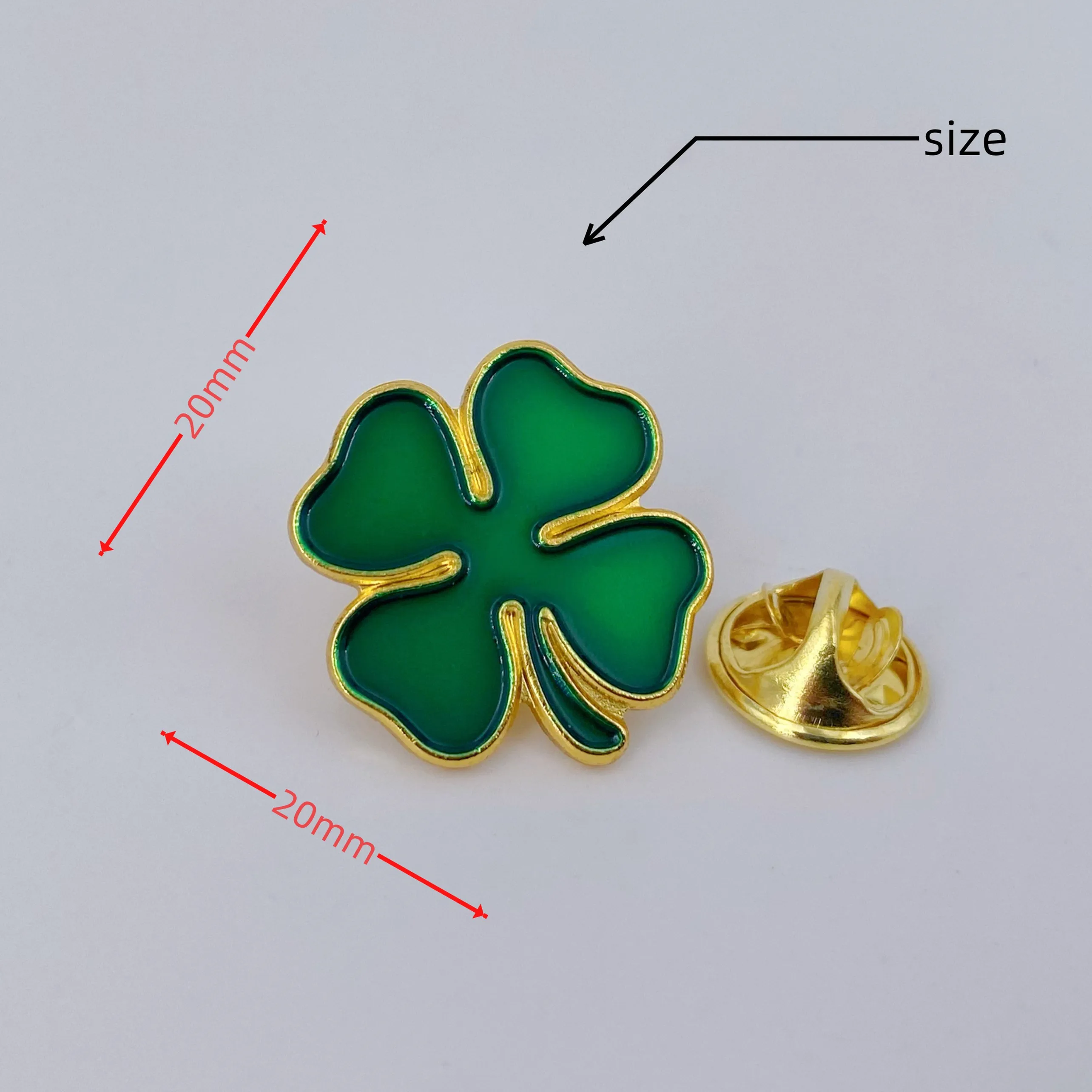 دبابيس شامروك لعيد القديس باتريك - 5/10/50/100 قطعة بالجملة، مينا خضراء أربع أوراق البرسيم بروش هدية تذكارية للمهرجانات الأيرلندية #6