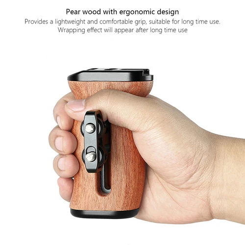 Imagen 2 del producto Probty-jaula Universal para cámara DSLR, mango lateral para cámara Sony/Canon/Nikon, Mini empuñadura de madera, 1/4 tornillos, fotografía de zapata fría