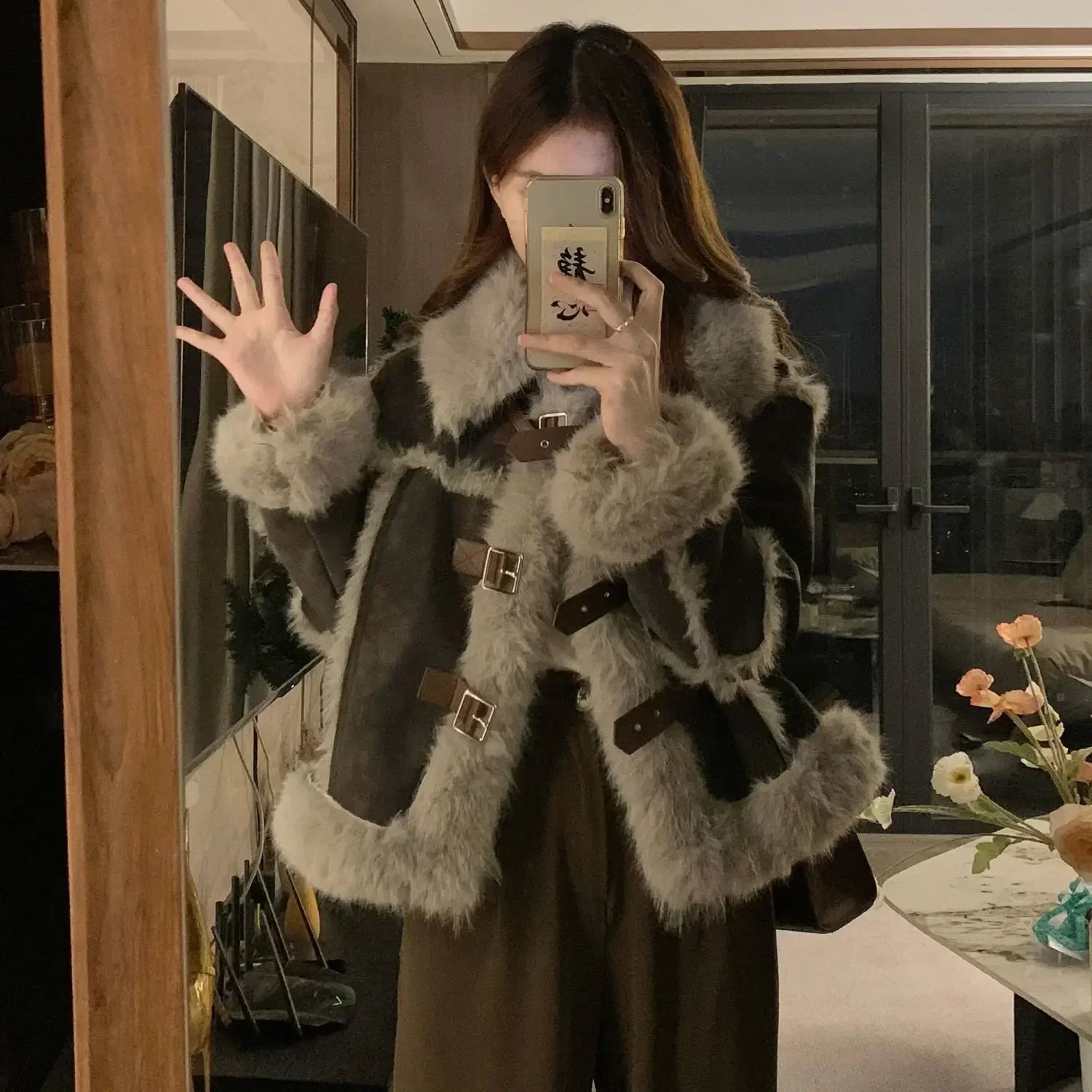 thickened pie overcome fur collar fur coat women's winter fur coat