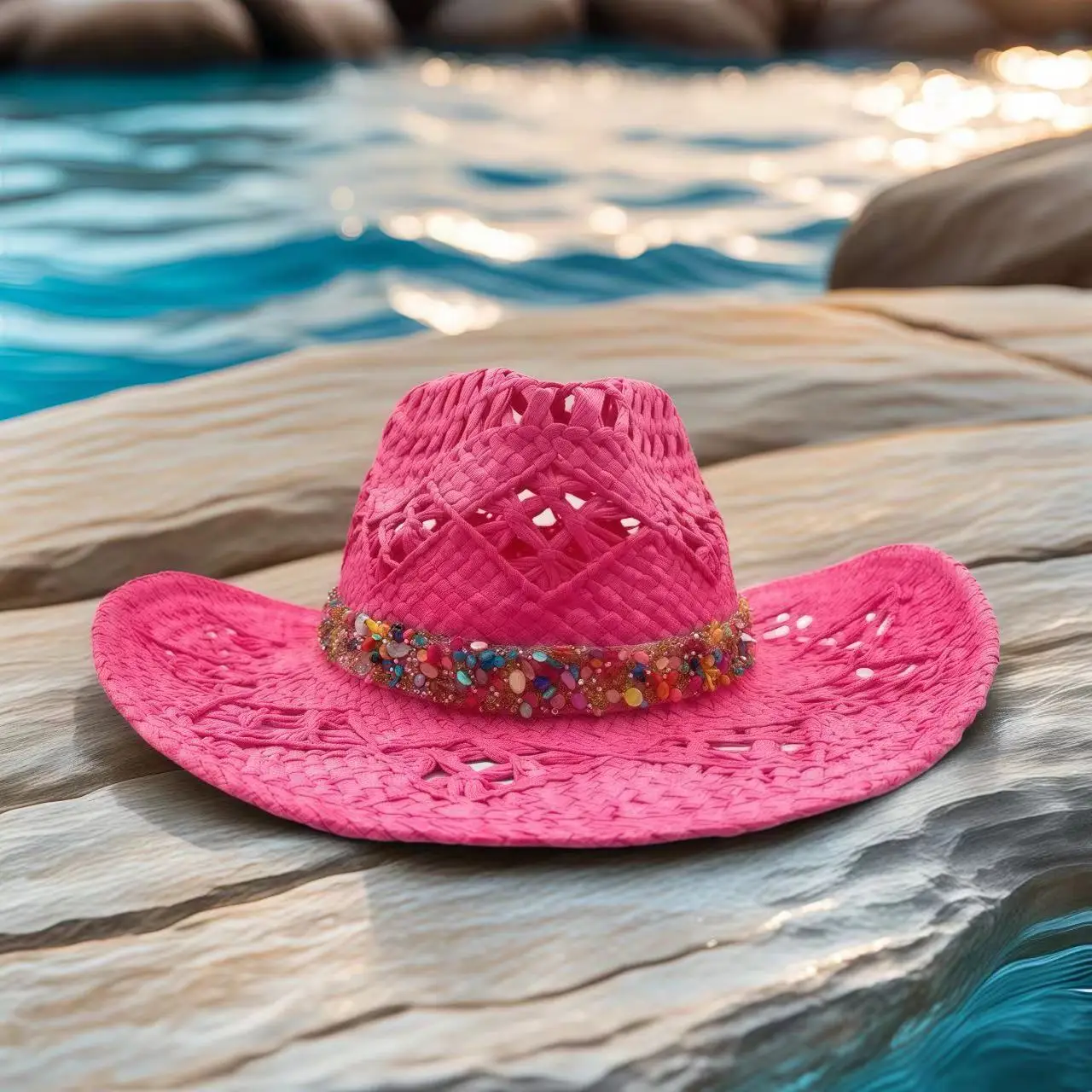 

Соломенная шляпа с кристаллами в ковбойском стиле для женщин и мужчин, винтажная пляжная шляпа для вечеринок, летних фестивалей, кантри-музыки, головной убор