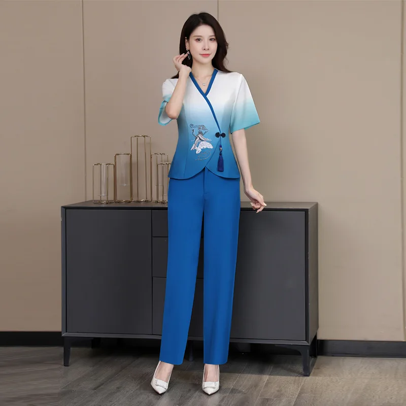 Spa Uniforms Women Workwear Clothing Beautician Scrubs Work Clothes Beauty Salon Tattoo Artist Uniform 2Pcs Set Wholesale