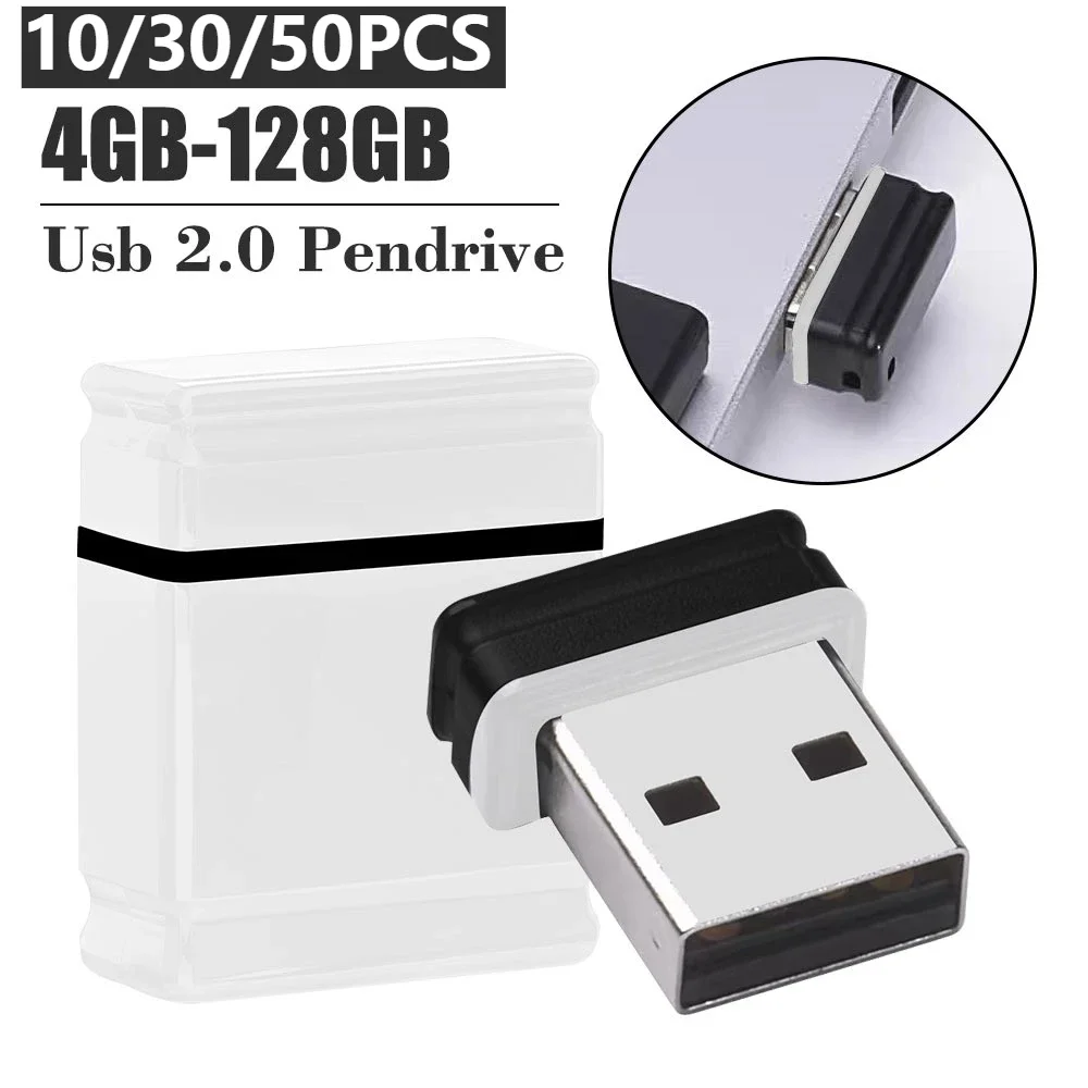 

Супермини-металлический флэш-накопитель USB 2.0, 10/30/50 шт., 32 ГБ, 16 ГБ, 8 ГБ, 4 ГБ, флэш-накопитель Cle USB на ключе, память для свадебного подарка