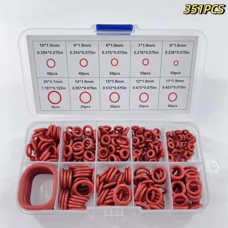 351/370/390Pcs Silicone O Ring Set Heat Resistant Suitable For Cars Auto
