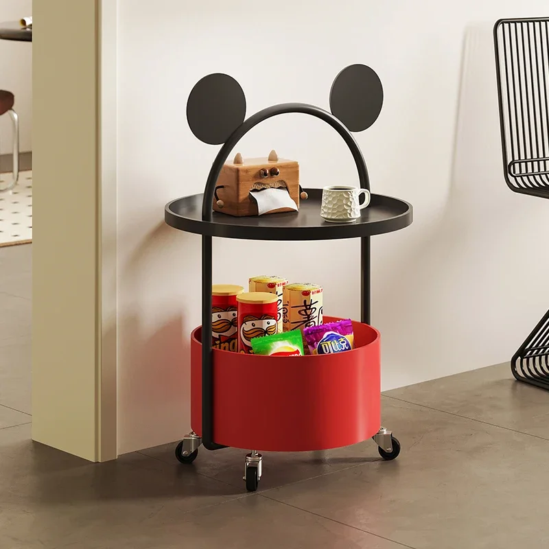 Carbon Steel Sofa Side Table  Minimalist Living Room Snack Trolley  Heavy-Duty Storage Cabinet  Durable Bedroom Nightstand
