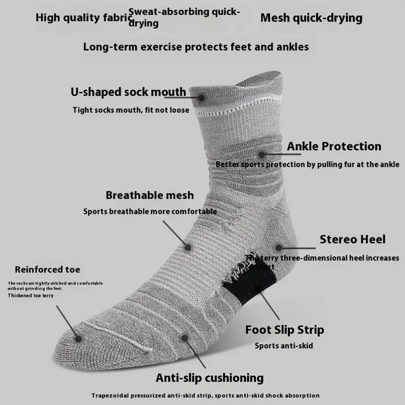 

Men's Cycling Sport Socks Basketball Running Compression Ankle Sock men Black White Anti-slip Bicycle Mtb Cycling Sock 1-20 Pair