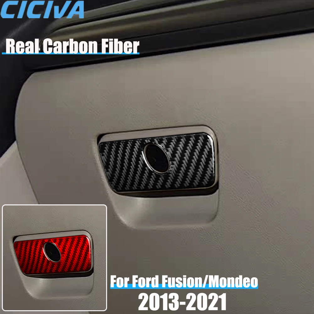 

Real Carbon Fiber Car Accessories Glove Storage Handle Panel Trim Cover Soft Sticker For Ford Fusion/Mondeo 4th Gen 2013-2021
