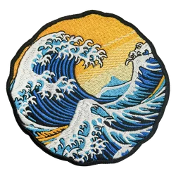 The Great Wave Embroidery Patches for Clothing Sewing Appliques Japanese Culture Katsushika Hokusai Iron on Applique Craft DIY