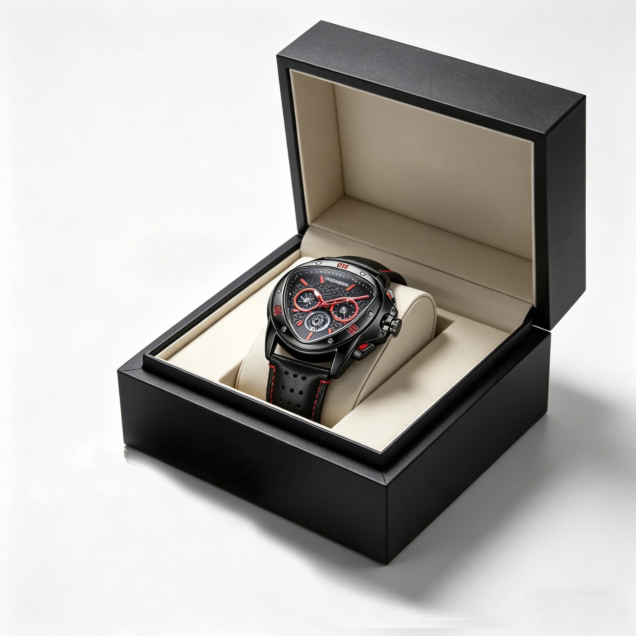 Men's Watch Trendy New Concept Triangular Snake Head Multi-functional Quartz Watch with Waterproof Silicone Strap