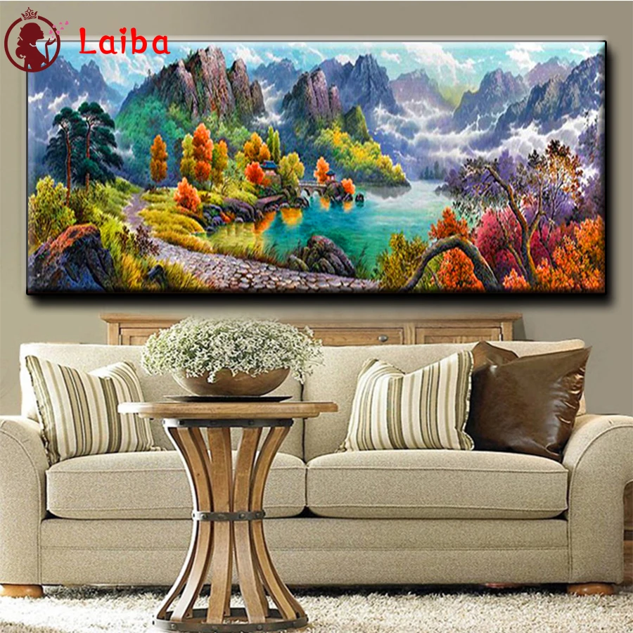 Diamond Painting Abstract colorful landscape Cross Stitch Diamond Mosaic Picture Embroidery crystal Beaded Handicraft