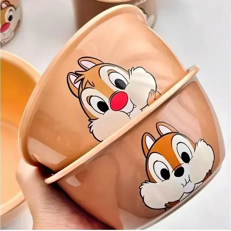 New Disney Chichititi Children'S Home Bowl Cute Home Ceramic Plate Set Breakfast Salad Bowl Noodle Bowl Chopstick Birthday Gifts