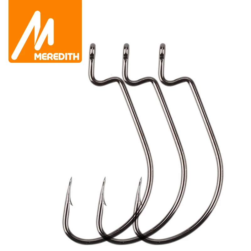 MEREDITH 50 pçs/lote Anzóis de Pesca para Iscas Artificiais de Aço de Alto Carbono, Super Lock, Wide Softjerk Hooks 8 # Equipamento de Pesca -5/0