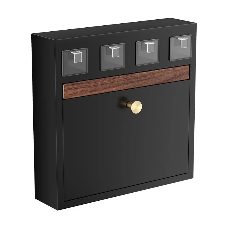 

DSA Walnut Kitchen Shelf Seasoning Countertop Storage Cabinet Household Oil Salt Sauce Vinegar Seasoning Box Wall Hanging